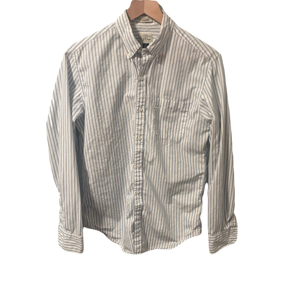 J Crew blue and white striped classic fit shirt small